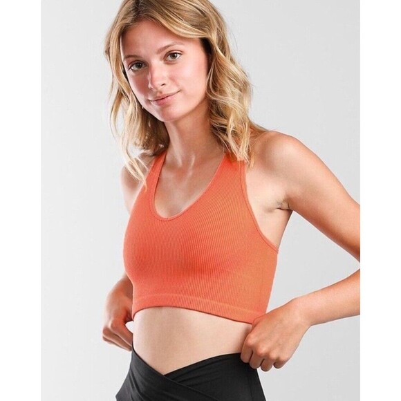 FP Movement by Free People Tops - FREE PEOPLE Movement Free Throw Crop Tank Ribbed Orange Medium